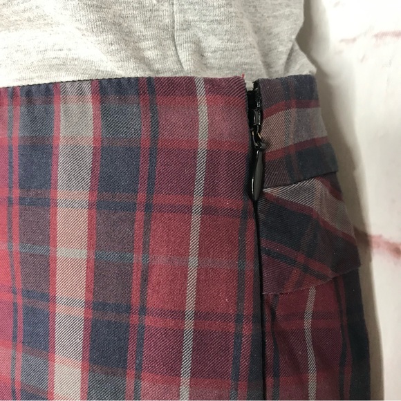 RAG & BONE Simone Burgundy Navy Grey Plaid High Rise Ankle Cropped Pants Size 4 - Picture 15 of 16